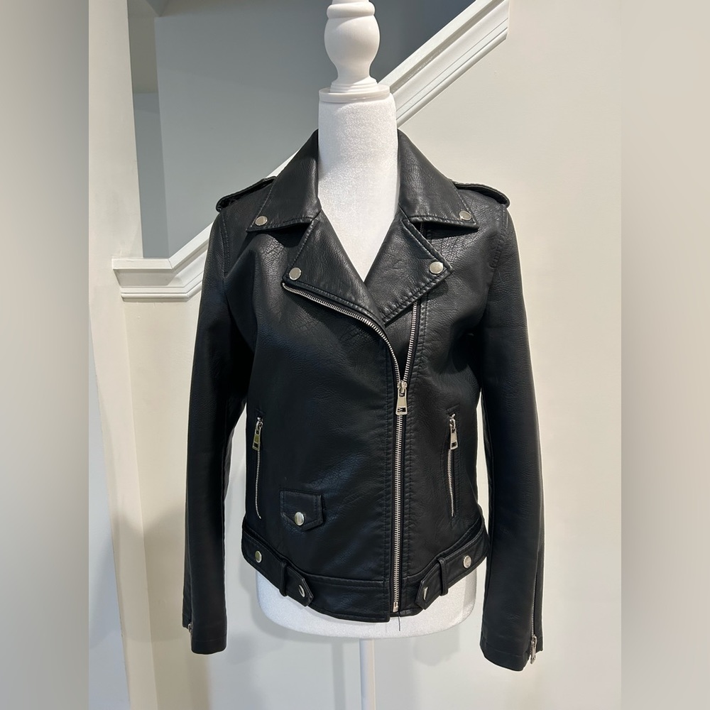AZZ Trading Inc. black faux leather jacket